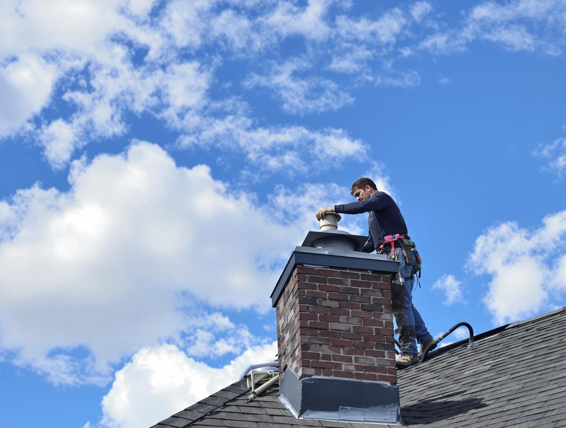 Barnegat Chimney Sweep installing a sturdy chimney cap in Barnegat, NJ