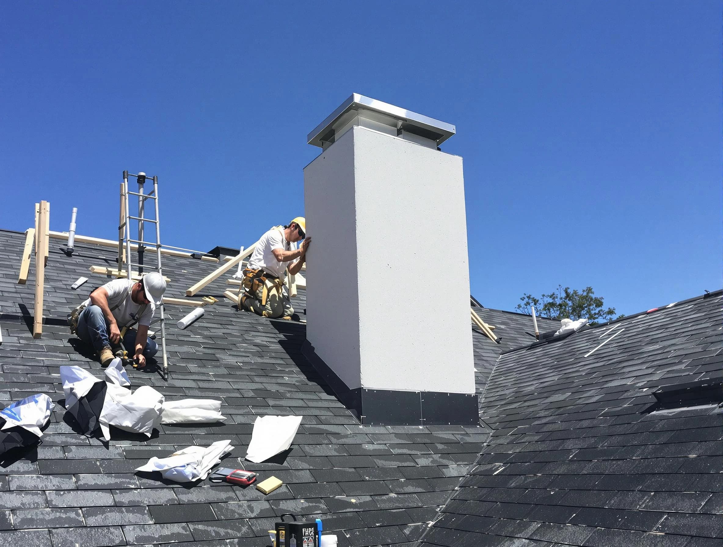 Barnegat Chimney Sweep crew installing a new chimney in Barnegat, NJ