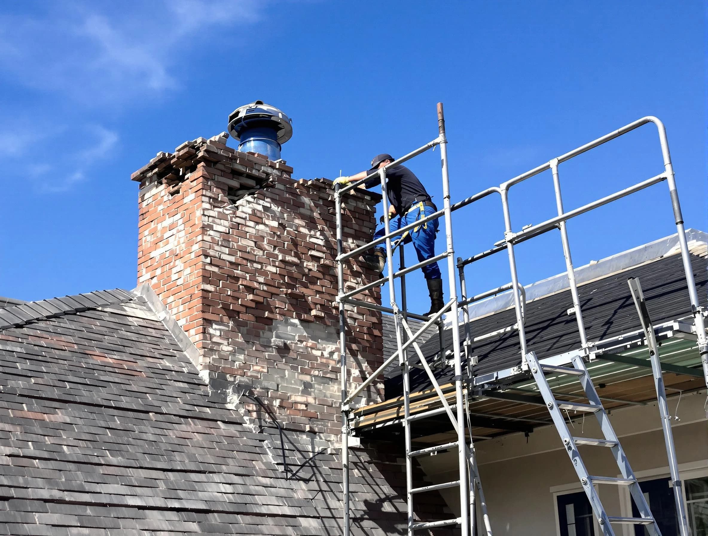 Rebuilding a chimney structure by Barnegat Chimney Sweep in Barnegat, NJ