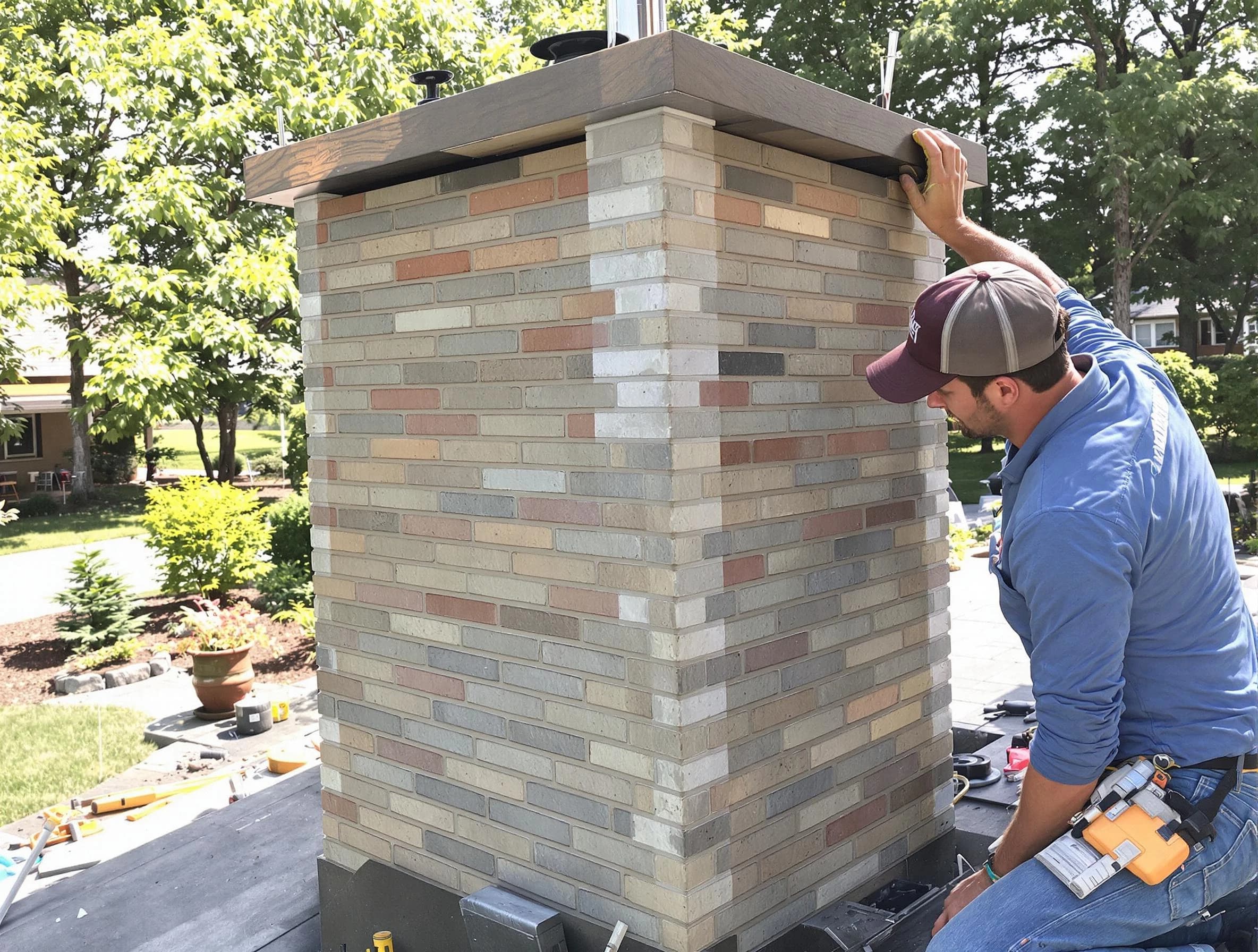 Barnegat Chimney Sweep completing a modern chimney remodel in Barnegat, NJ