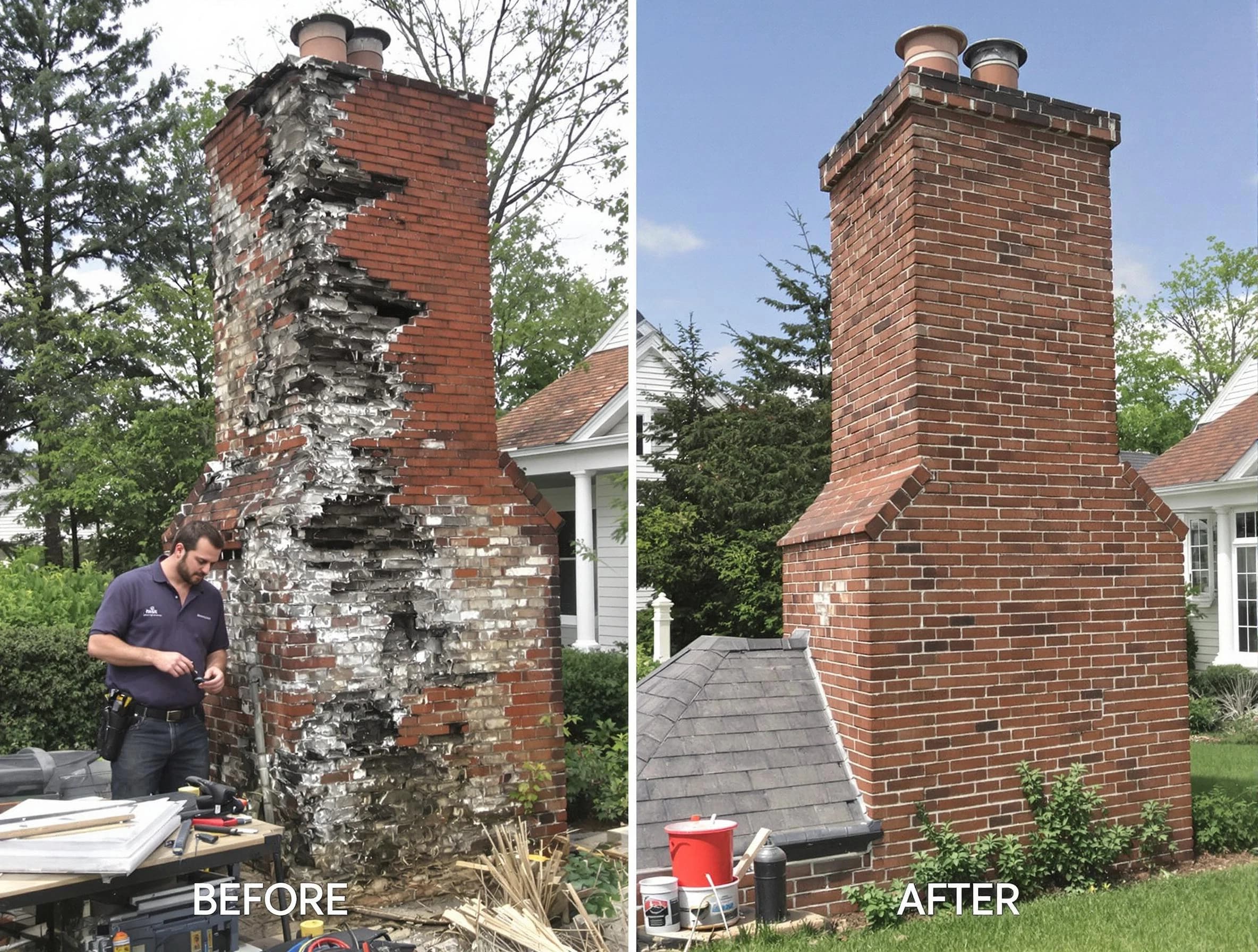 Barnegat Chimney Sweep performing a full chimney restoration in Barnegat, NJ