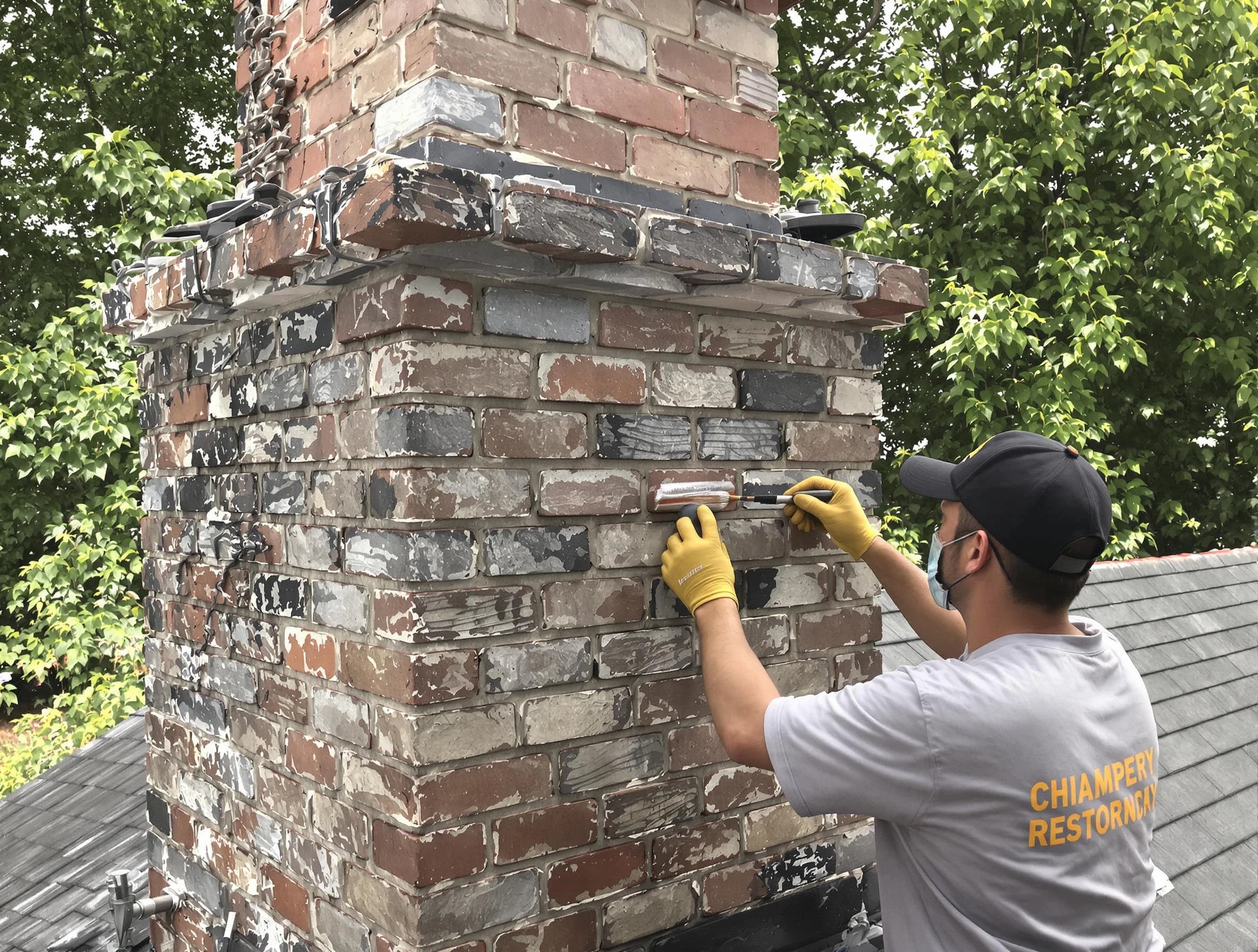 In-progress chimney restoration by Barnegat Chimney Sweep in Barnegat, NJ