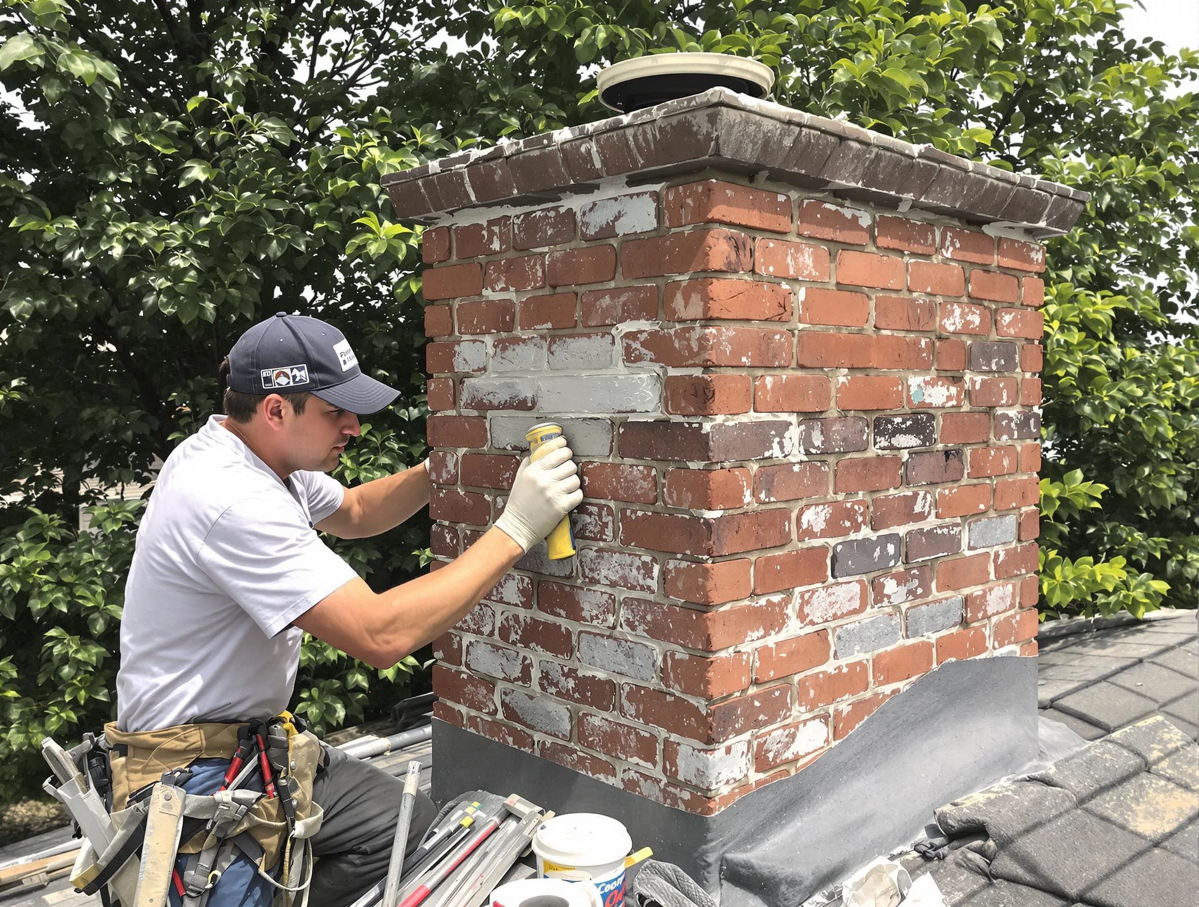 Barnegat Chimney Sweep restoring an aging chimney in Barnegat, NJ