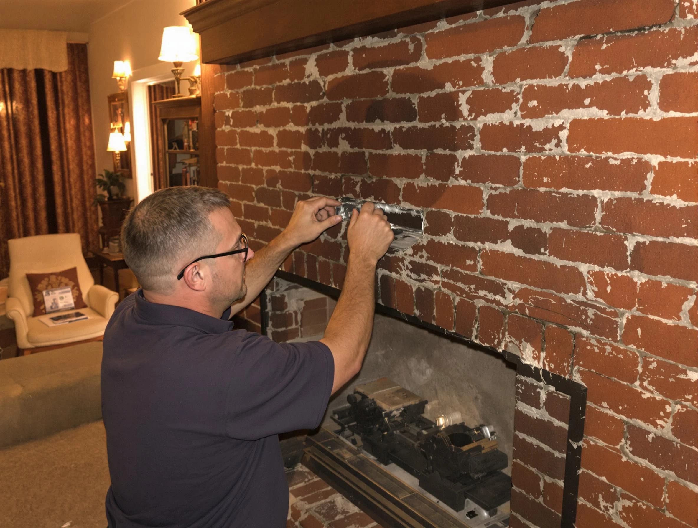 Barnegat Chimney Sweep expert fixing a fireplace in Barnegat, NJ